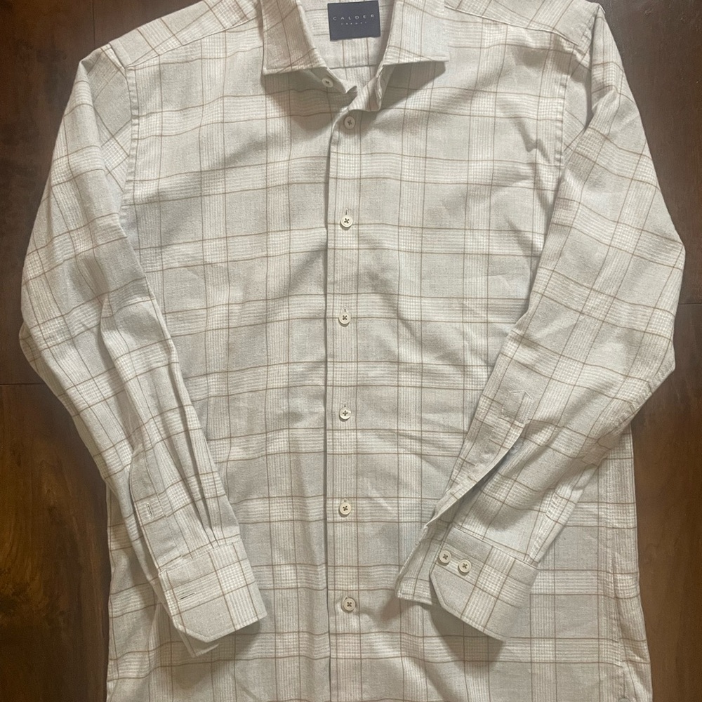 Calder Carmel limited edition windowpane long sleeve in fog medium $248
